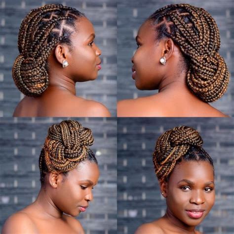 box braids with buns|elegant box braid updo styles.